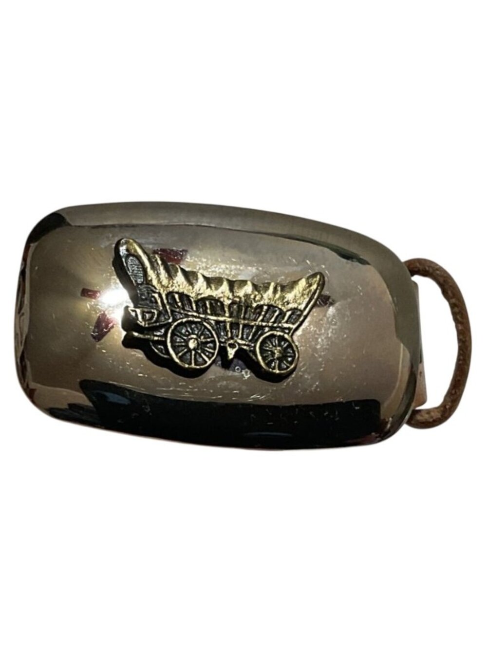 Justin Western Stagecoach Belt & Buckle Sz 29 Leather Nickel Silver Buckle Women